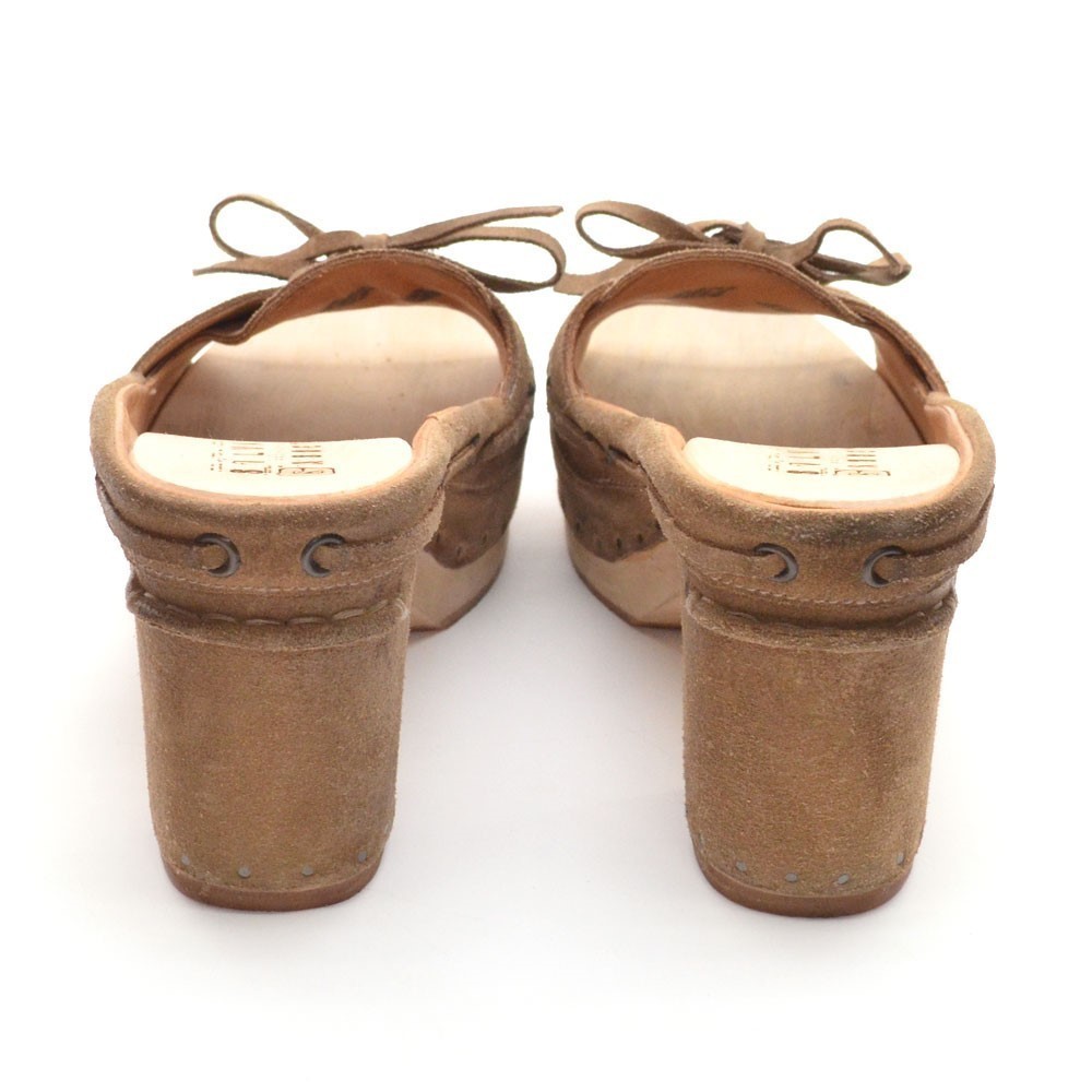 Silvano Sassetti Brown Suede Wooden Slides Sandals 39 - Picture 5 of 7